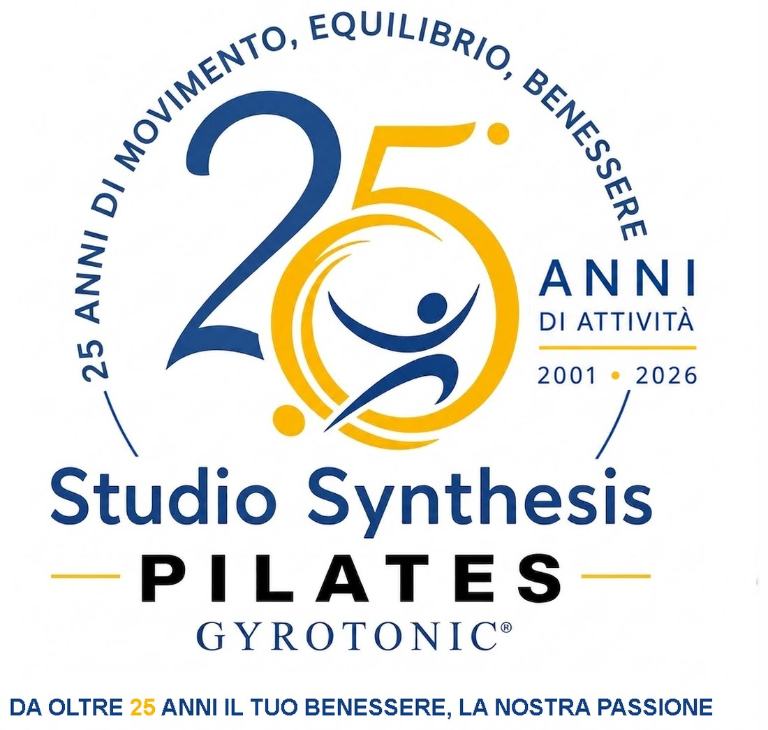 Logo dei 25 anni dello Studio Synthesis Pilates